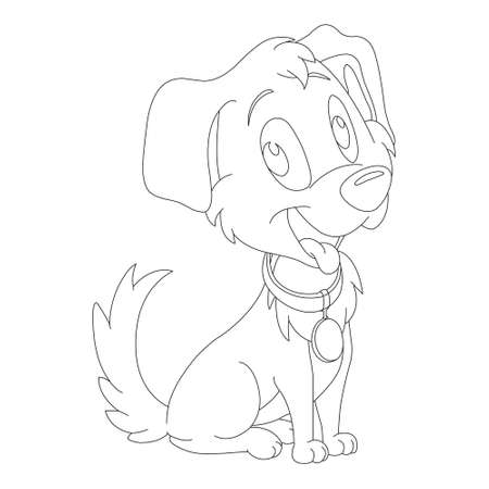 Cute puppy dog outline coloring page for kids animal coloring page cartoon vector illustrationのイラスト素材