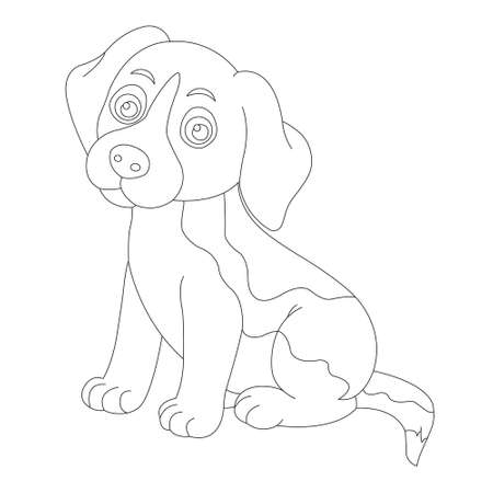 Cute puppy dog outline coloring page for kids animal coloring page cartoon vector illustrationのイラスト素材
