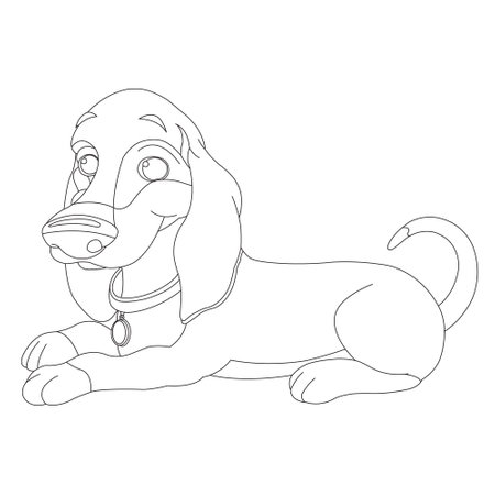 Cute puppy dog outline coloring page for kids animal coloring page cartoon vector illustrationのイラスト素材