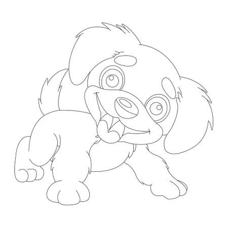 Cute puppy dog outline coloring page for kids animal coloring page cartoon vector illustrationのイラスト素材