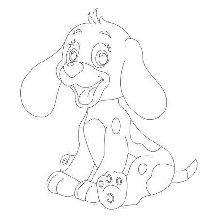 Cute puppy dog outline coloring page for kids animal coloring page cartoon vector illustrationのイラスト素材