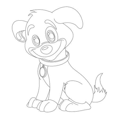 Cute puppy dog outline coloring page for kids animal coloring page cartoon vector illustrationのイラスト素材