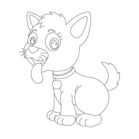 Cute puppy dog outline coloring page for kids animal coloring page cartoon vector illustrationのイラスト素材