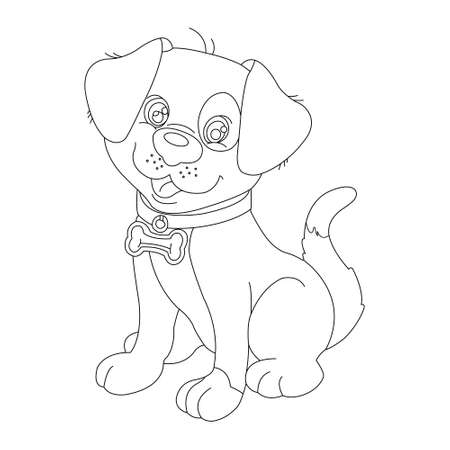 Cute puppy dog outline coloring page for kids animal coloring page cartoon vector illustrationのイラスト素材