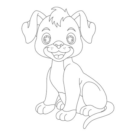 Cute puppy dog outline coloring page for kids animal coloring page cartoon vector illustrationのイラスト素材