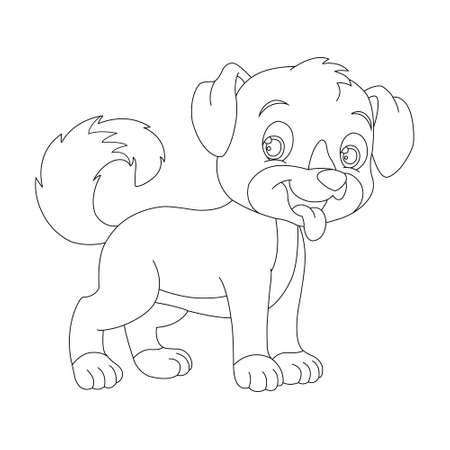 Cute puppy dog outline coloring page for kids animal coloring page cartoon vector illustrationのイラスト素材