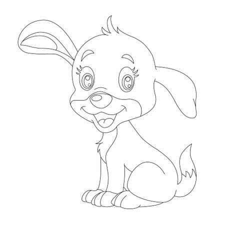 Cute puppy dog outline coloring page for kids animal coloring page cartoon vector illustrationのイラスト素材