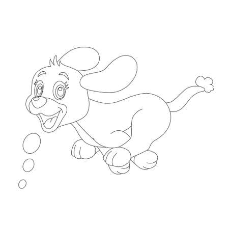 Cute puppy dog outline coloring page for kids animal coloring page cartoon vector illustrationのイラスト素材