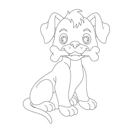 Cute puppy dog outline coloring page for kids animal coloring page cartoon vector illustrationのイラスト素材