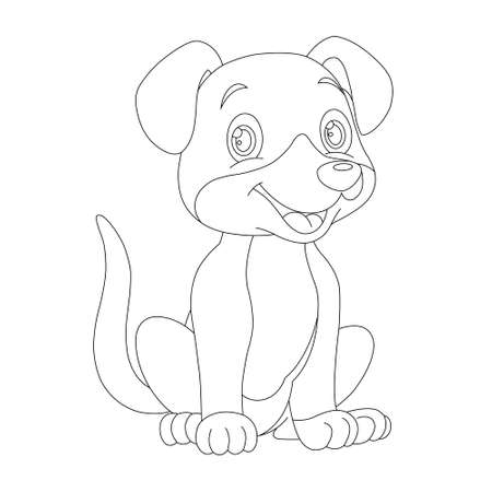 Cute puppy dog outline coloring page for kids animal coloring page cartoon vector illustrationのイラスト素材