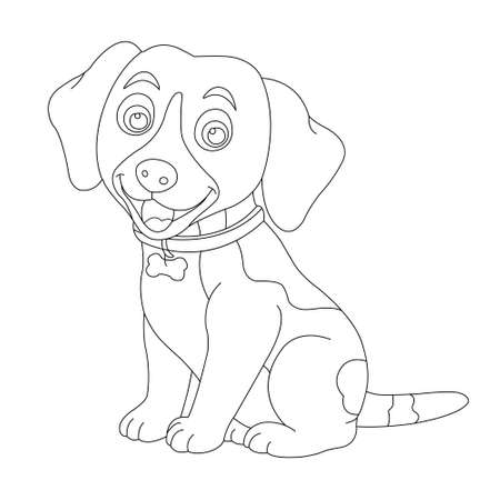 Cute puppy dog outline coloring page for kids animal coloring page cartoon vector illustrationのイラスト素材
