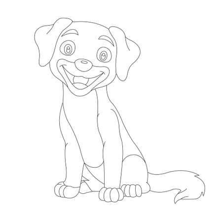 Cute puppy dog outline coloring page for kids animal coloring page cartoon vector illustrationのイラスト素材