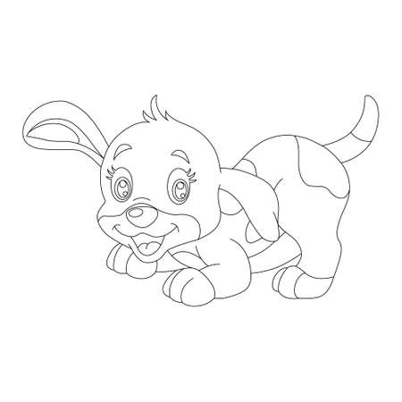 Cute puppy dog outline coloring page for kids animal coloring page cartoon vector illustrationのイラスト素材