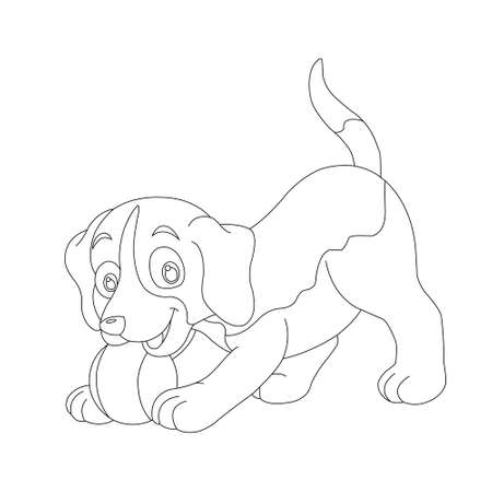 Cute puppy dog outline coloring page for kids animal coloring page cartoon vector illustrationのイラスト素材