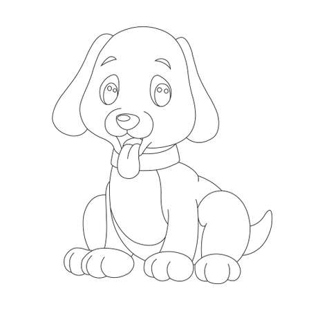 Cute puppy dog outline coloring page for kids animal coloring page cartoon vector illustrationのイラスト素材