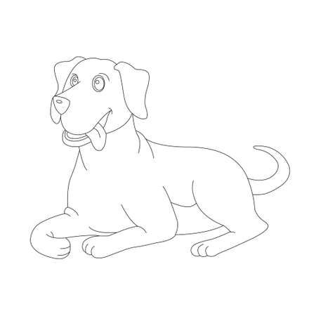 Cute puppy dog outline coloring page for kids animal coloring page cartoon vector illustrationのイラスト素材