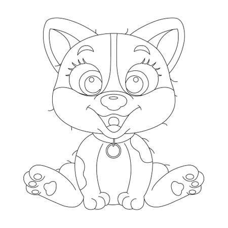 Cute puppy dog outline coloring page for kids animal coloring page cartoon vector illustrationのイラスト素材
