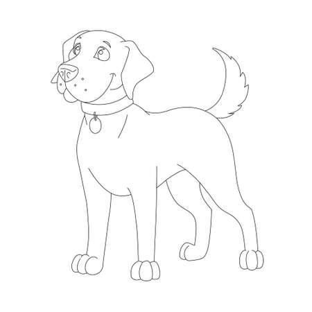 Cute puppy dog outline coloring page for kids animal coloring page cartoon vector illustrationのイラスト素材
