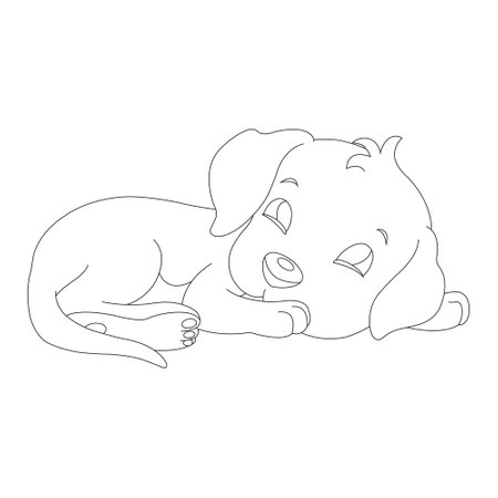 Cute puppy dog outline coloring page for kids animal coloring page cartoon vector illustrationのイラスト素材
