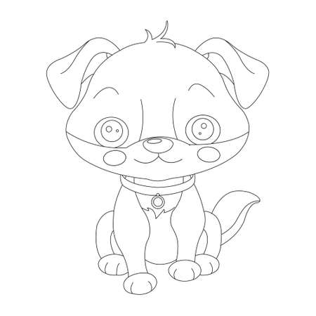 Cute puppy dog outline coloring page for kids animal coloring page cartoon vector illustrationのイラスト素材