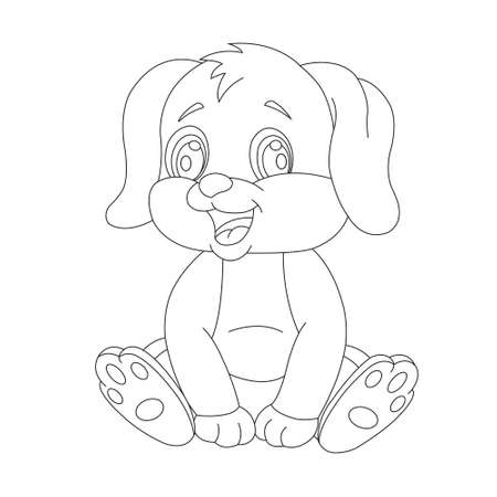 Cute puppy dog outline coloring page for kids animal coloring page cartoon vector illustrationのイラスト素材