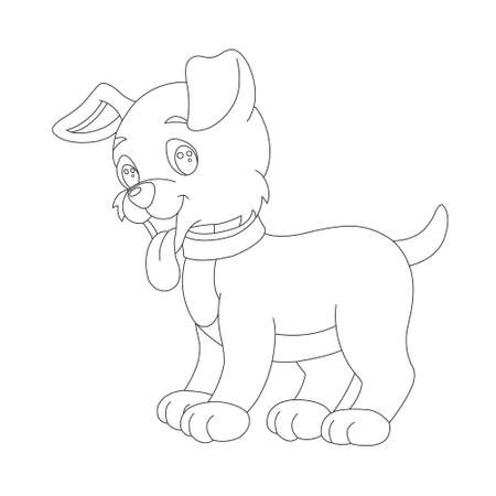 Cute puppy dog outline coloring page for kids animal coloring page cartoon vector illustrationのイラスト素材