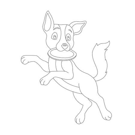 Cute puppy dog outline coloring page for kids animal coloring page cartoon vector illustrationのイラスト素材