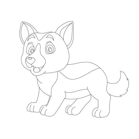 Cute puppy dog outline coloring page for kids animal coloring page cartoon vector illustrationのイラスト素材