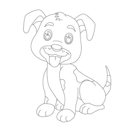 Cute puppy dog outline coloring page for kids animal coloring page cartoon vector illustrationのイラスト素材