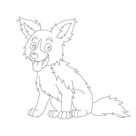 Cute puppy dog outline coloring page for kids animal coloring page cartoon vector illustrationのイラスト素材