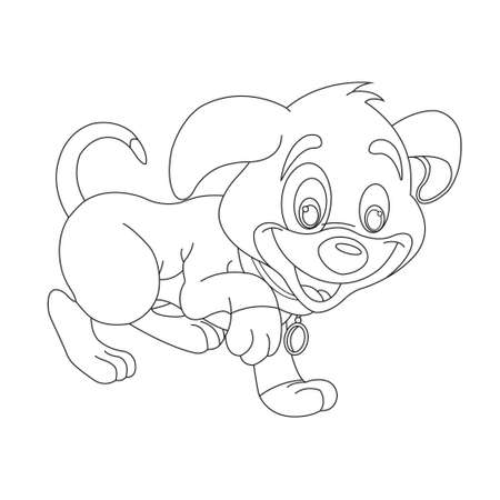 Cute puppy dog outline coloring page for kids animal coloring page cartoon vector illustrationのイラスト素材