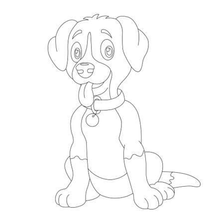 Cute puppy dog outline coloring page for kids animal coloring page cartoon vector illustrationのイラスト素材