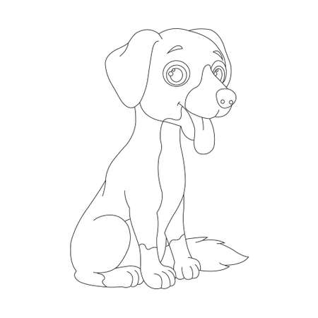 Cute puppy dog outline coloring page for kids animal coloring page cartoon vector illustrationのイラスト素材
