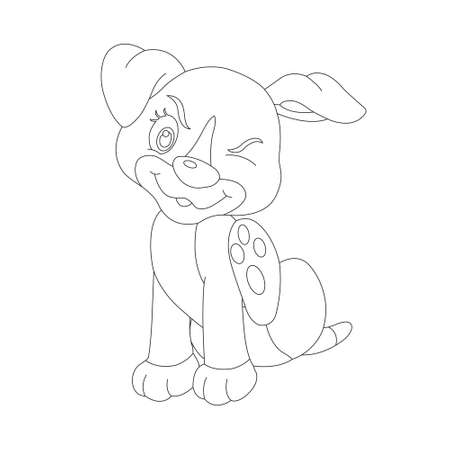 Cute puppy dog outline coloring page for kids animal coloring page cartoon vector illustrationのイラスト素材
