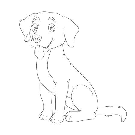 Cute puppy dog outline coloring page for kids animal coloring page cartoon vector illustrationのイラスト素材