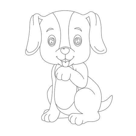Cute puppy dog outline coloring page for kids animal coloring page cartoon vector illustrationのイラスト素材