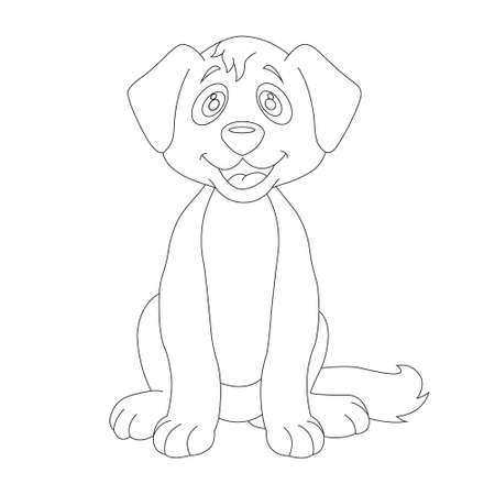 Cute puppy dog outline coloring page for kids animal coloring page cartoon vector illustrationのイラスト素材