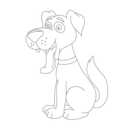 Cute puppy dog outline coloring page for kids animal coloring page cartoon vector illustrationのイラスト素材