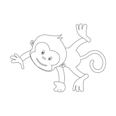 Cute little monkey outline coloring page for kids animal coloring book cartoon vector illustrationのイラスト素材