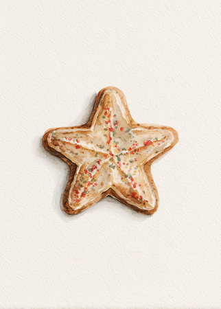 Cozy Winter Greeting Card â Gingerbread Star Cookieの素材