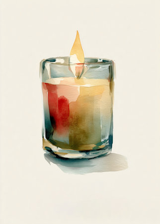 Cozy Winter Greeting Card â Candle in Glass Jarの素材