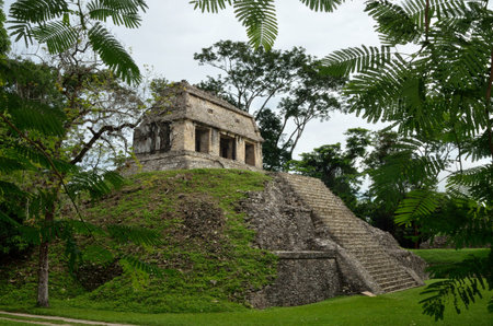 Archaeological structure in the form of a pyramid in the ancient Mayan city of Palenque