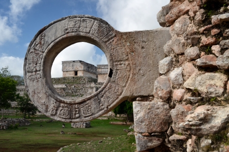 stone ring for ball games in Uxmal, Yucatanの写真素材