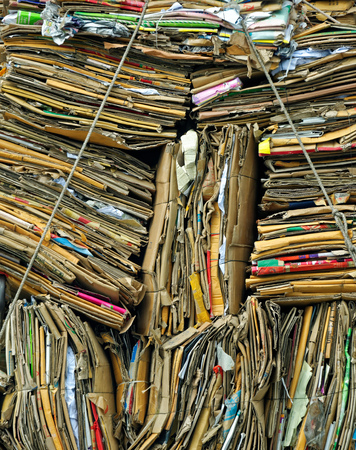 Pile of old cardboard boxes for recycling. Concept of ecology and cleanの写真素材