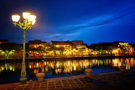 HOI AN, VIETNAM - MAY 08, 2017: Ancient town of Hoi An on sunset. Tourist landmark of the city Hoi An. Vietnam
UNESCO World Heritage Site.のeditorial素材