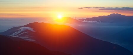 Panoramic view landscape sunriseの写真素材