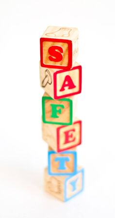 Vintage alphabet blocks spelling out SAFETYの写真素材