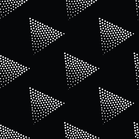 Vector geometric seamless pattern. Repeating abstract triangle gradation in black and white. Modern...
