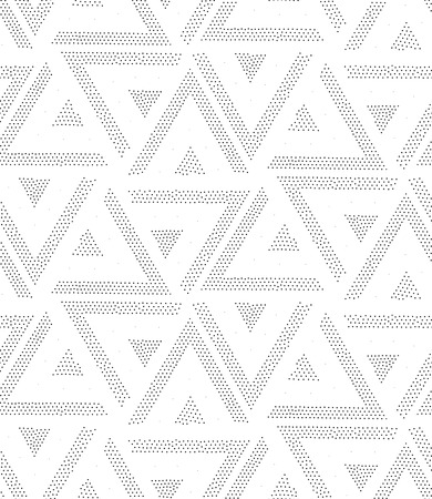 Vector geometric seamless pattern. Repeating abstract triangle gradation in black and white dots. Modern pointillism designのイラスト素材