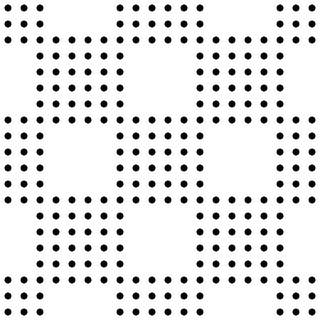 Vector geometric seamless pattern. Repeating abstract square gradation in black and white. Modern halftone design, pointillism, illusionのイラスト素材